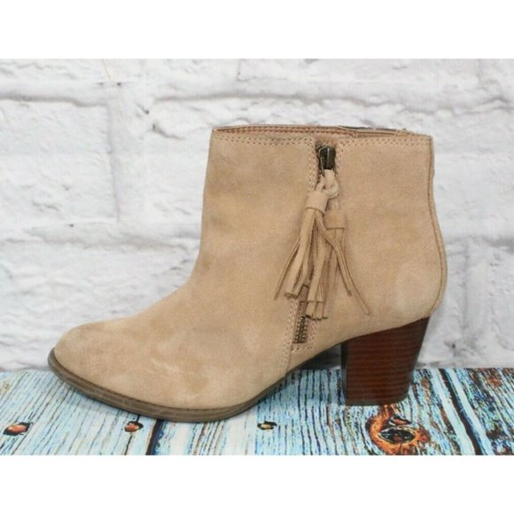 Vionic Shoes - Vionic Madeline Tan Suede Side Zip Up High Ankle Boots Size 7